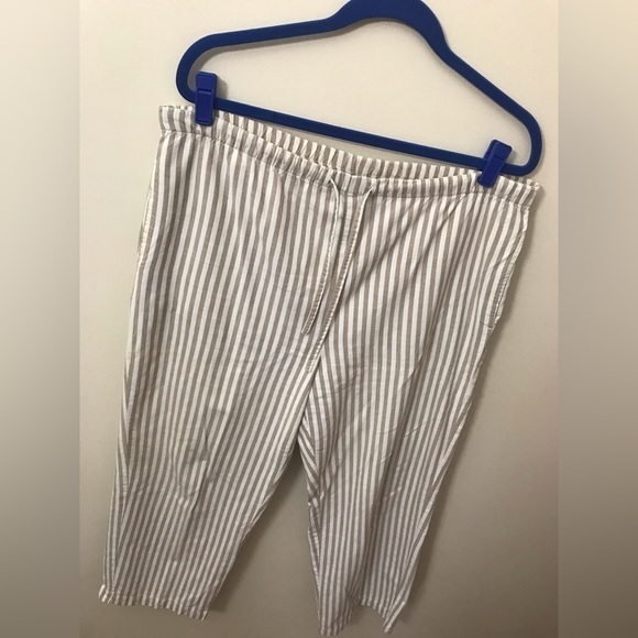 Orvis Womens Cotton Striped Pull On Wide Leg High Rise Lightweight Pants Size 12 - Picture 9 of 13